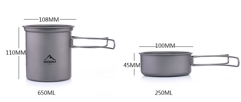 Titanium Cooking Pot Set Tableware for Camping Outdoor Cookware